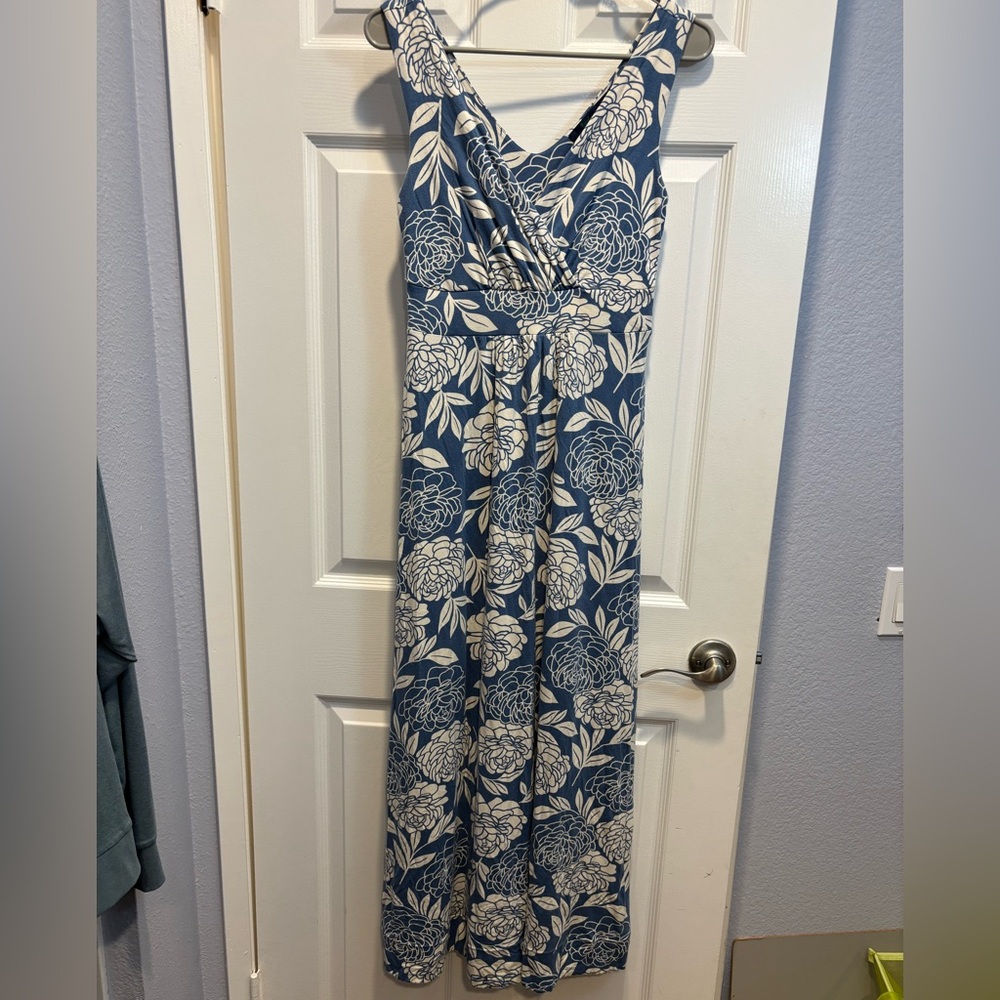 Boden Blue and White Floral Maxi Dress